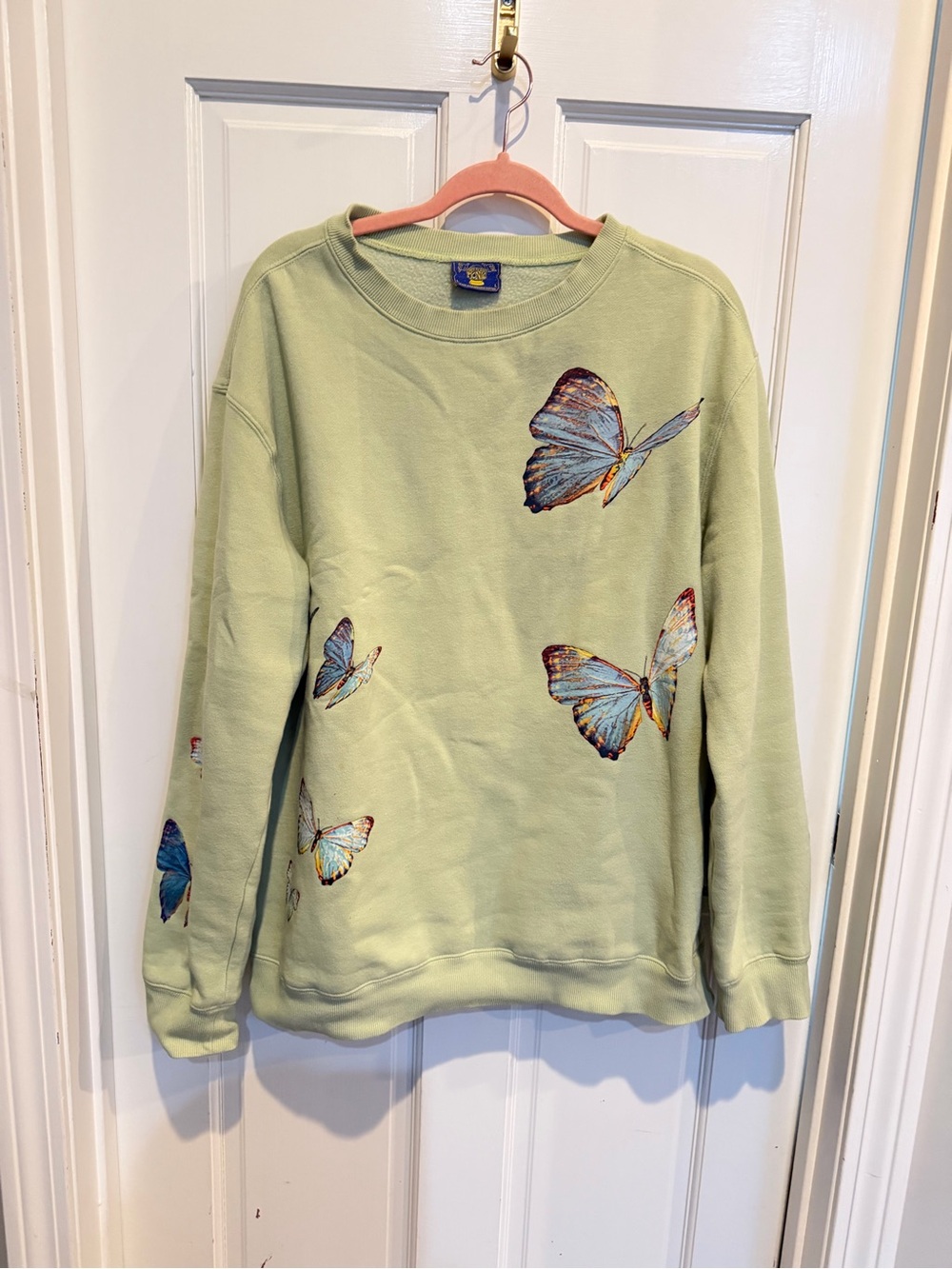Urban Outfitters Coney Island Picnic Sage Green Butterfly Organic Sweatshirt L - Picture 2 of 4